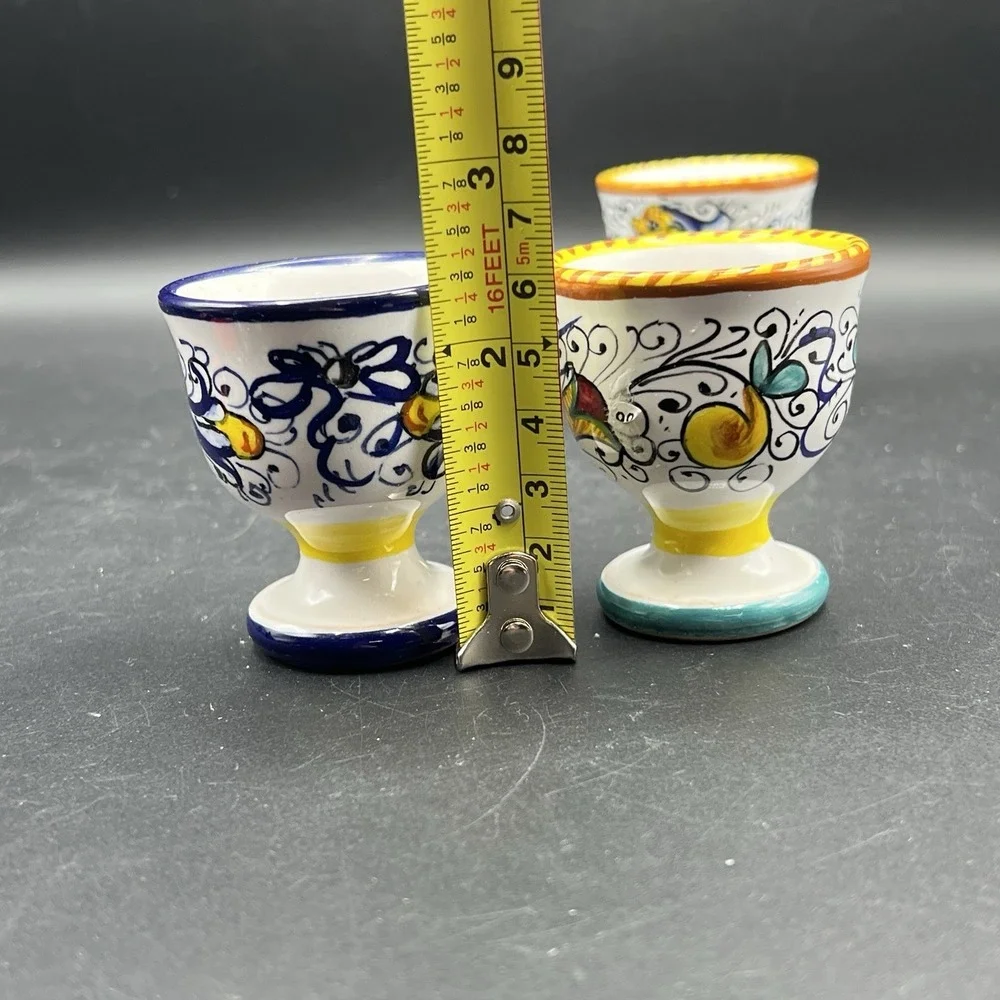 Raffaellesco Hand Painted Egg Cups Italy Deruta Dipinto A Nano Ceramic Set of 3